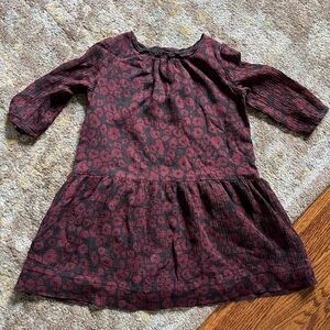 Burberry Silk Burgundy Kids Dress with Floral Pattern